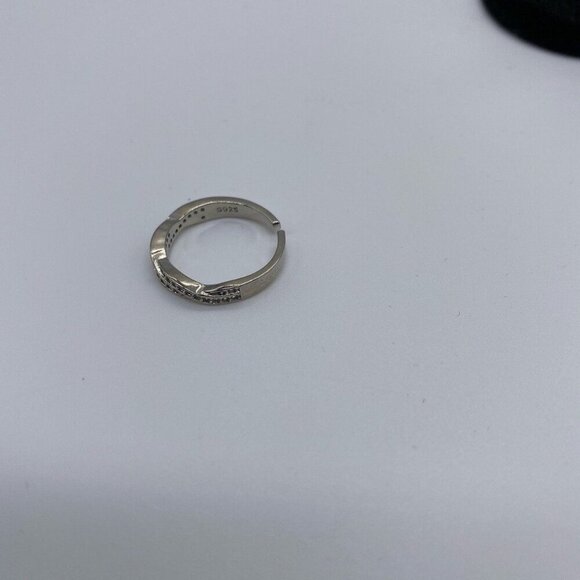 Bedazzled Braid Adjustable Bangle Ring Sliver Tone With Clear Stones for Women - Picture 3 of 4